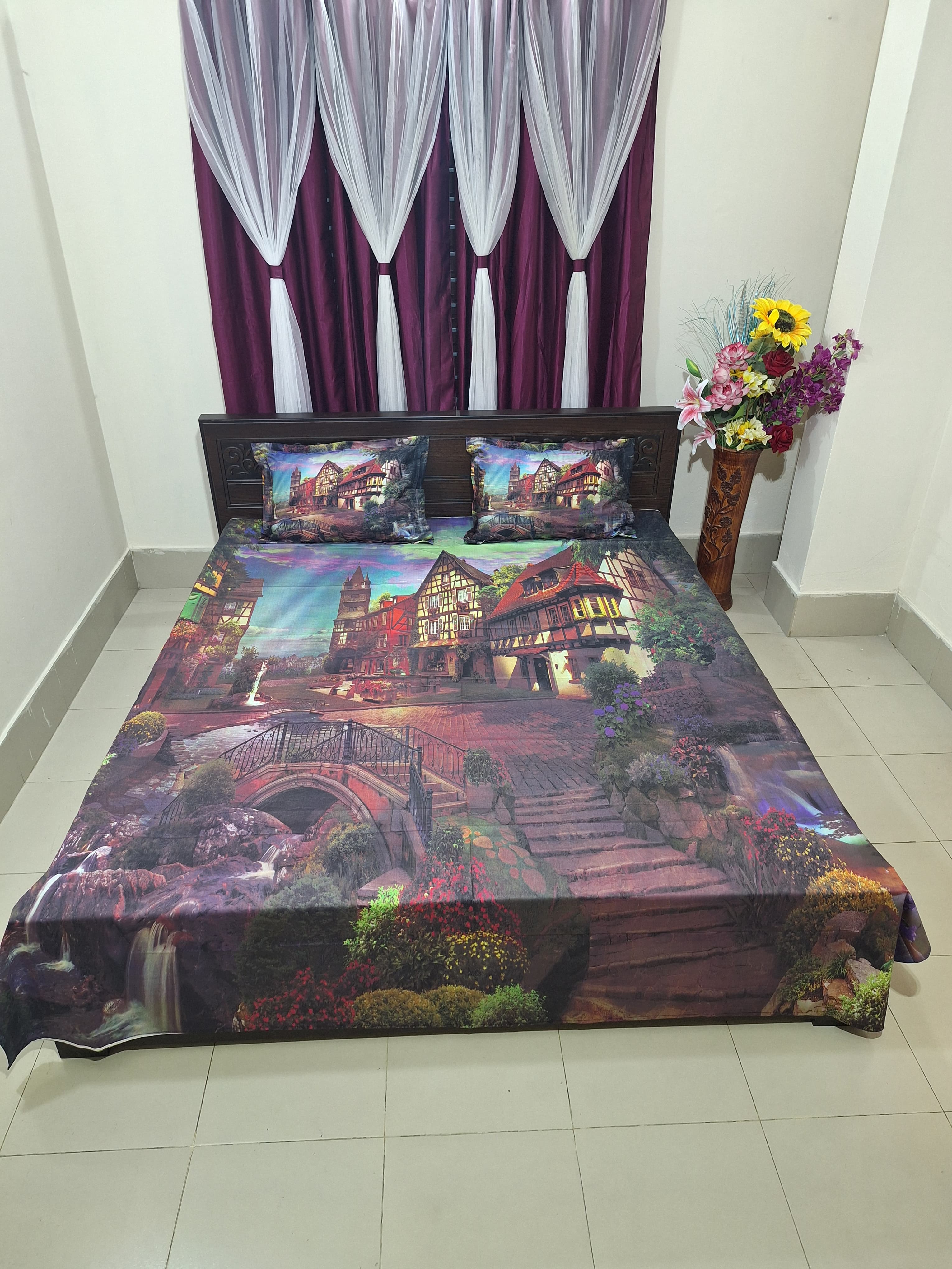 HD Printed Premium Panel Bedsheet