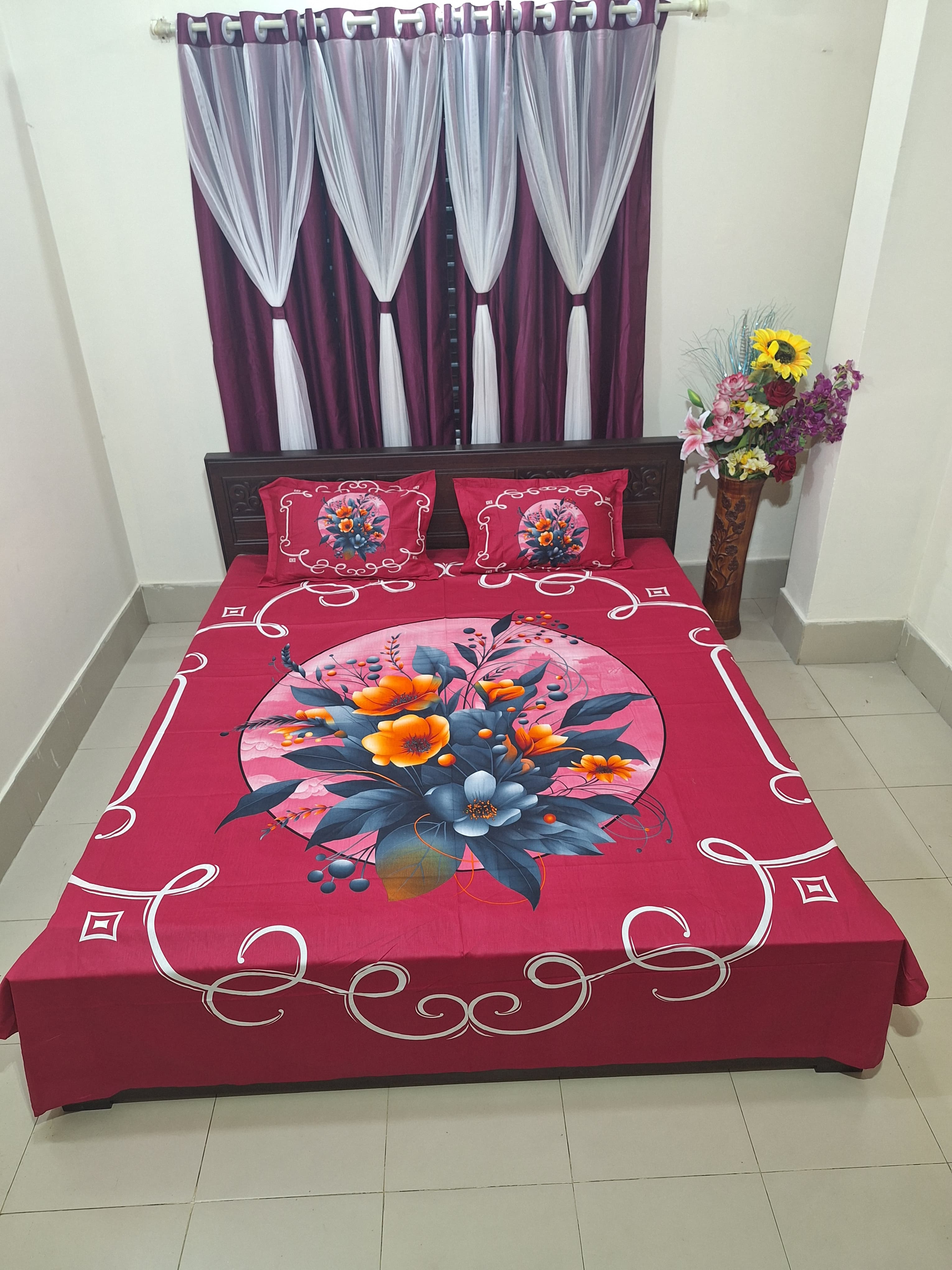 HD Printed Premium Panel Bedsheet